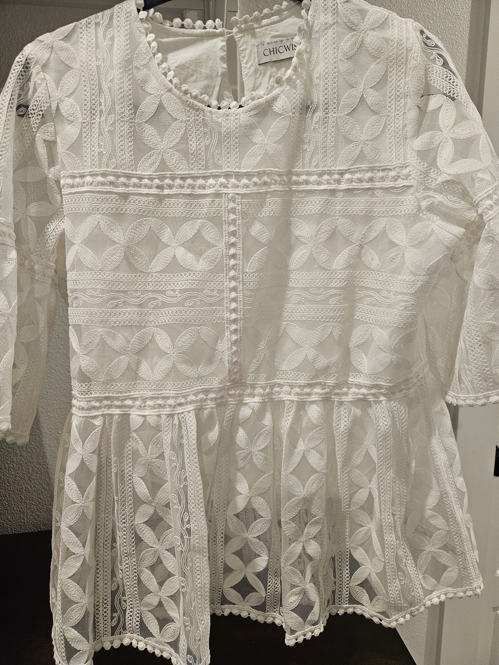 CHICWISH White Lace Peplum Top